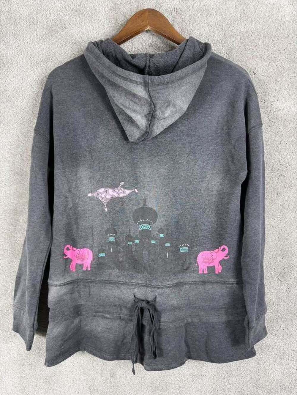 Disney Parks Aladdin Jasmine & Palace Gray Zip-Up Hoodie Size Medium